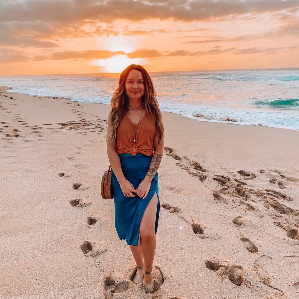 Silk midi skirt with slit - FREE PEOPLE